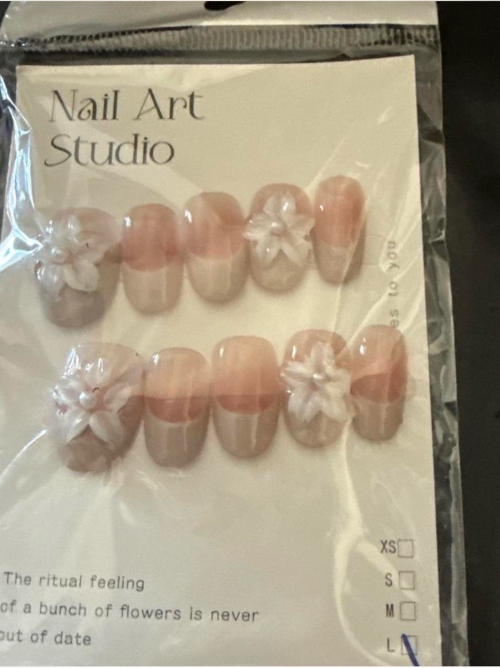 Pink and White Floral Press-On Nails